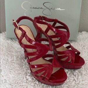 Jessica Simpson Glossy Red Strappy Heels